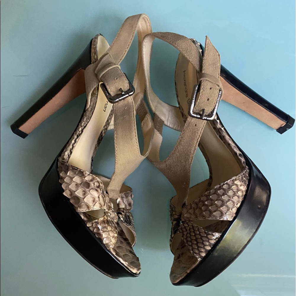 Alexandre Birman Suede/Black and Snake Skin High Heels Size 6 - Picture 2 of 12